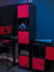 X Rocker MESH-TEK Tall Display Shelf with 5 Cube Storage, Black/Red