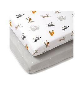 Clair De Lune Jungle Dream 2 Pack Fitted Cotton Cot Bed Sheets (140 x 70 cm), Multi