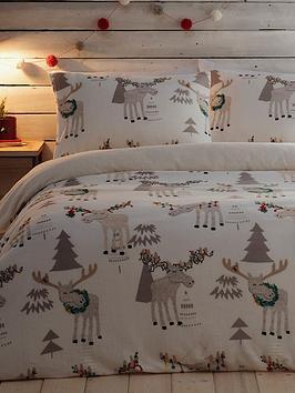Silentnight Christmas Moose Cosy Fleece Duvet Cover Set