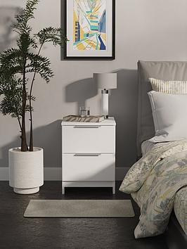 Swift Adair Ready Assembled 2 Drawer Bedside Cabinet - Matt White