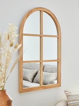 Very Home Wooden Window Pane Mirror