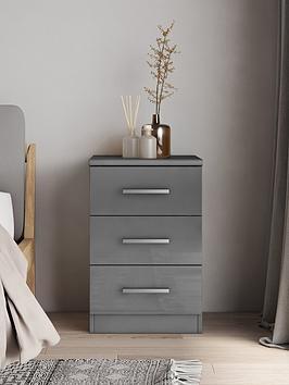 The Very Collection Prague Gloss 3 Drawer Bedside Chests (Set Of 2)