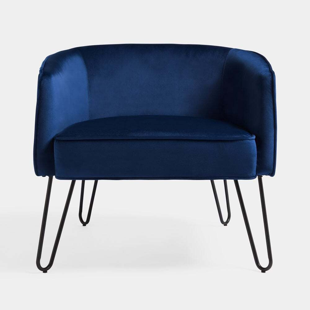 Velvet Hairpin Tub Chair - Black Legs