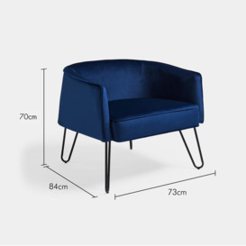 Velvet Hairpin Tub Chair - Black Legs - thumbnail 4