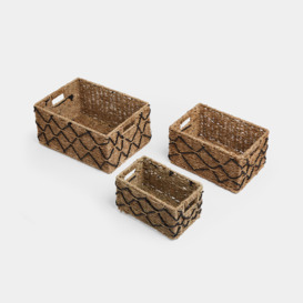 Patterned Set of 3 Seagrass Baskets - thumbnail 4
