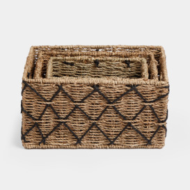 Patterned Set of 3 Seagrass Baskets - thumbnail 3