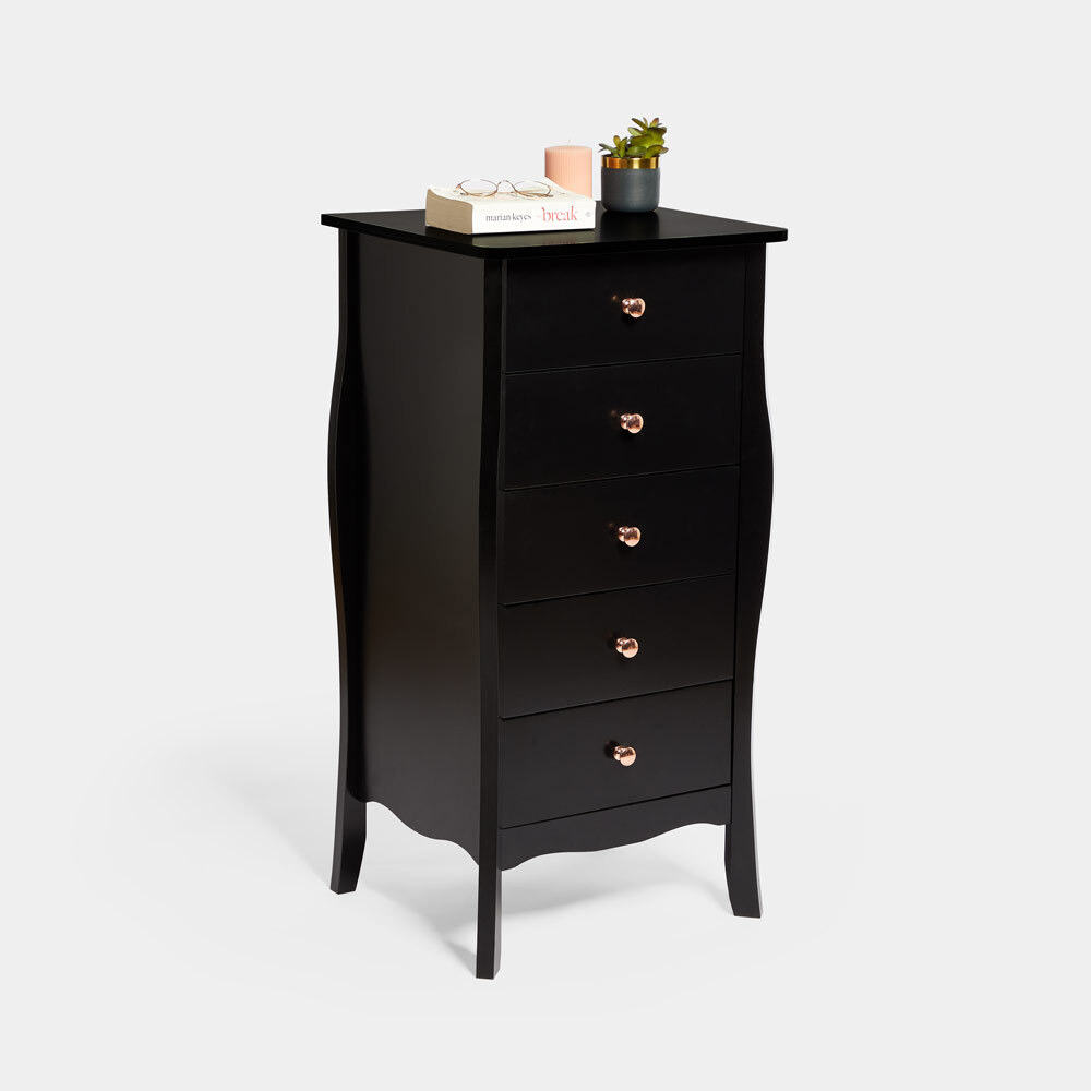 Sophia Black Narrow Chest of Drawers
