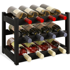 12 Bottle Solid Wood Tabletop Wine Bottle Rack