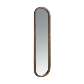 Oval Solid Wood Framed Wall Mounted Accent Mirror in Brown