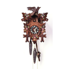 Cuckoo clock with five leaves and a bird