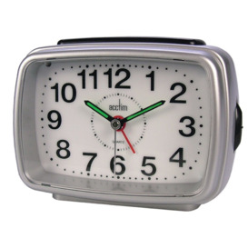 Titan Non-Ticking Alarm Clock with Snooze Silver