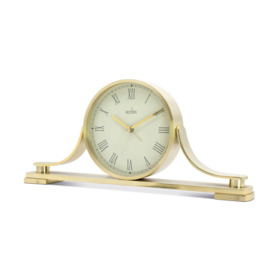 Traditional Analog Metal Quartz Alarm Tabletop Clock in Brass