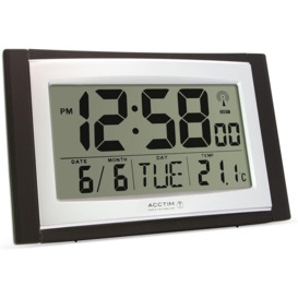 Acctim Stratus Digital Wall / Desk Clock Radio Controlled LCD Display Date & Thermometer Black