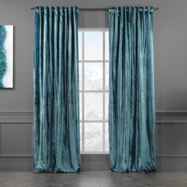 100% Blackout Thermal Extra Long & Extra Wide Shiny Velvet Decorative Curtain Panel