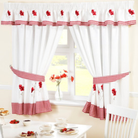 Anakie Poppy Kitchen 5 Piece Kitchen Curtain and Pelmet Set