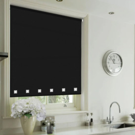 Roller Blinds Square Eyelet Polyester Fabric Trimmable Blinds With Plastic Coated Metal Fittings