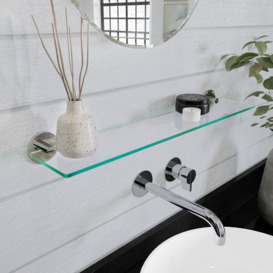 Acrylic Bathroom Shelf with Hooks Wall Mounted Floating Shelf