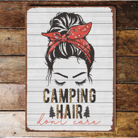 Camping Hair Don't Care Camping Metal Wall Décor