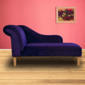 "60"" Large Chaise Longue in a Malta Amethyst Luxury Velvet Fabric"