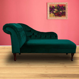 "60"" Large Deep Buttoned Chaise Longue in a Dundee Herringbone Marble Fabric"