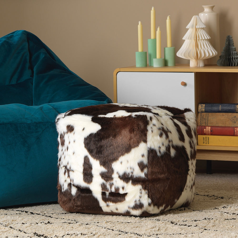 Digiacomo 38Cm Faux Leather Square Animal Print Cube Ottoman