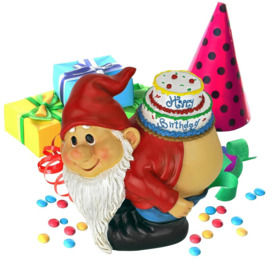 Loonie Moonie Happy Birthday Garden Gnome Statue