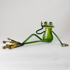 Animal Relaxing Sitting Metal Garden Frog Statue