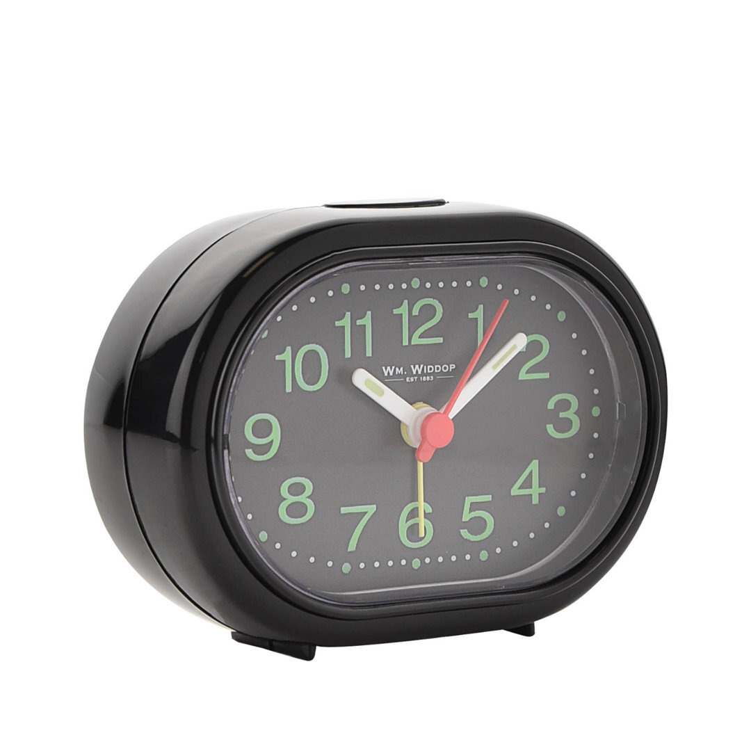 Analog Battery-Operated Alarm Tabletop Clock in Black