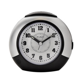 Analog Alarm Tabletop Clock in Black/Silver