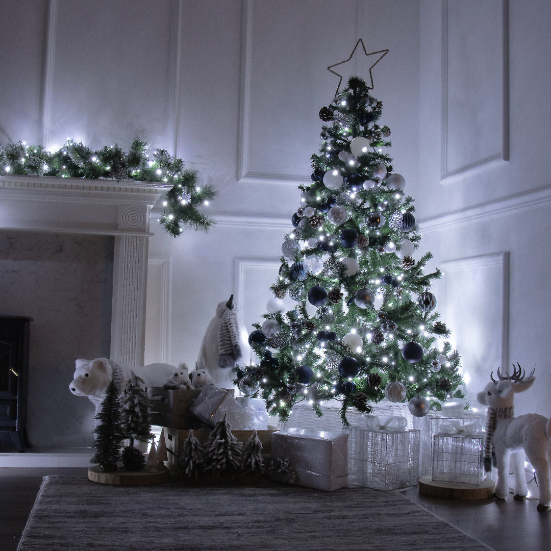 182Cm H Green Pine Flocked Christmas Tree