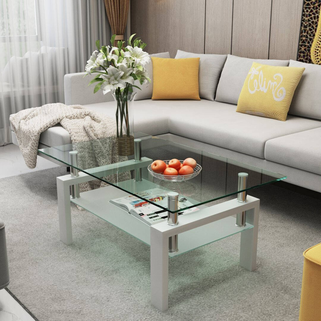 Modern Glass Structure Coffee Table For Living Room