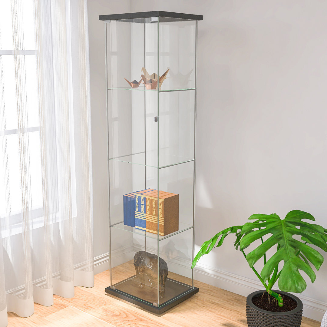 4 Shelves Floor Standing Glass Display Cabinet