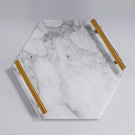Hexagonal Marble Vanity Tray