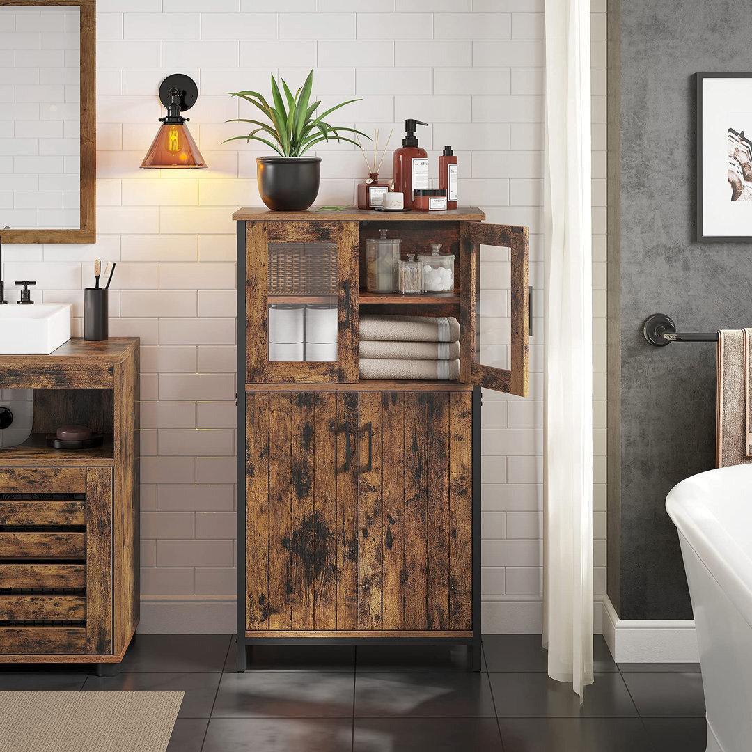 Storage Cabinet, Multipurpose Cupboard, Sideboard, Adjustable Shelf, Bathroom Cabinet, Steel Frame, For Living Room Kitchen, Industrial Style