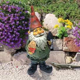 Shovel Gnome with Flower Garden Statue