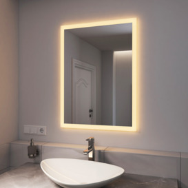 LED-Badezimmerspiegel mit Beleuchtung Kaltweiß / Warmweiß Anti-Beschlag Knopfschalter