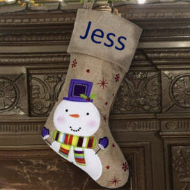 Snowman Personalised Christmas Stocking