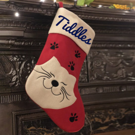 Cat Personalised Christmas Stocking