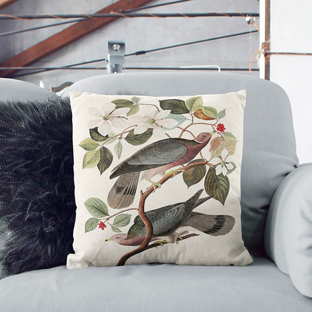 Band-Tailed Pigeons by John James Audubon Cushion with Filling