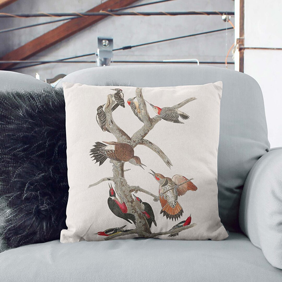 Collection of Woodpeckers by John James Audubon Cushion with Filling