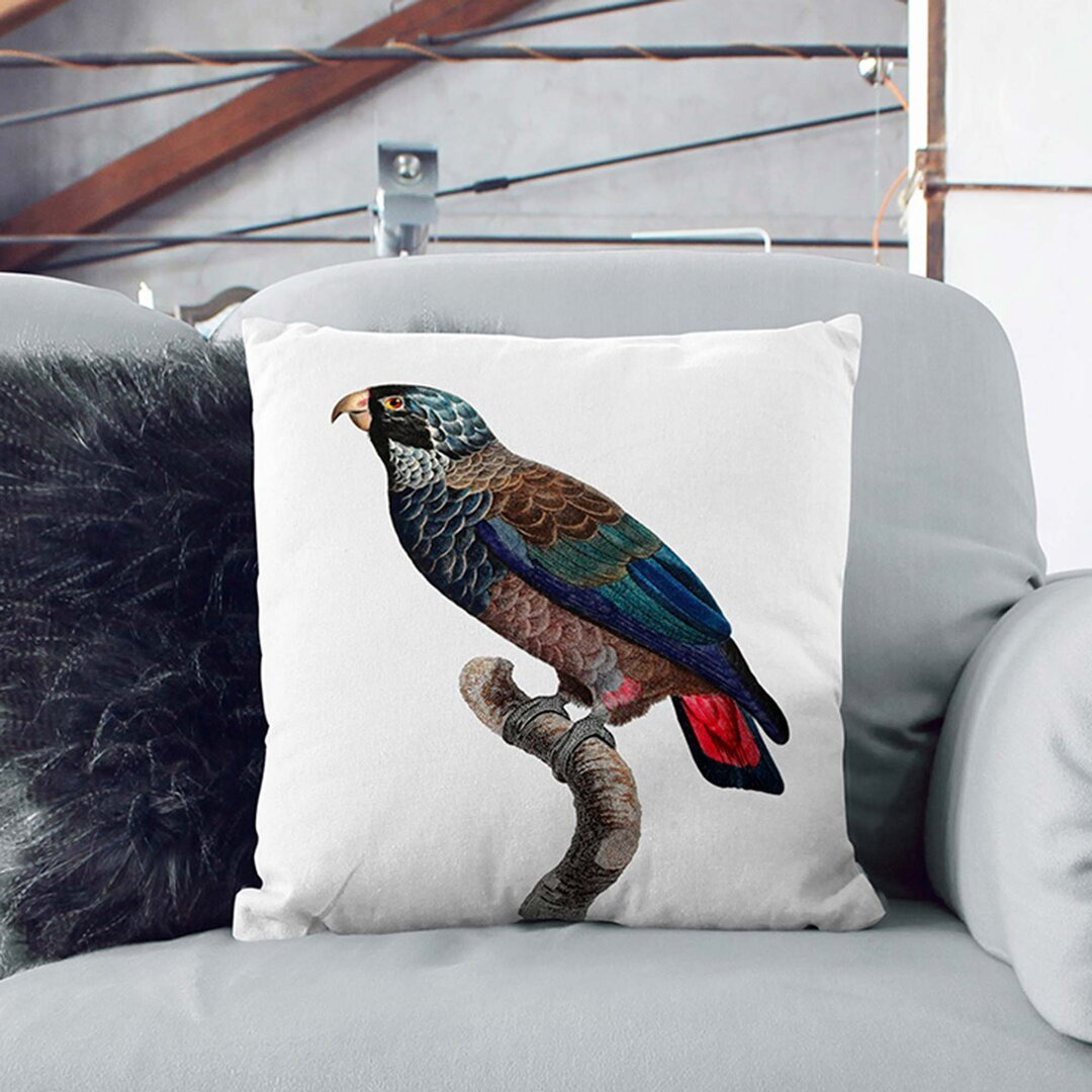 Bronze-Winged Parrot by F. Levaillant Cushion with Filling