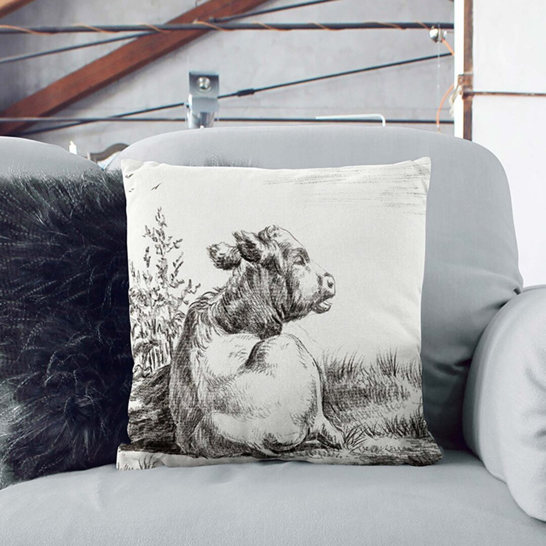 Cow at Rest by Jean Bernard Cushion with Filling