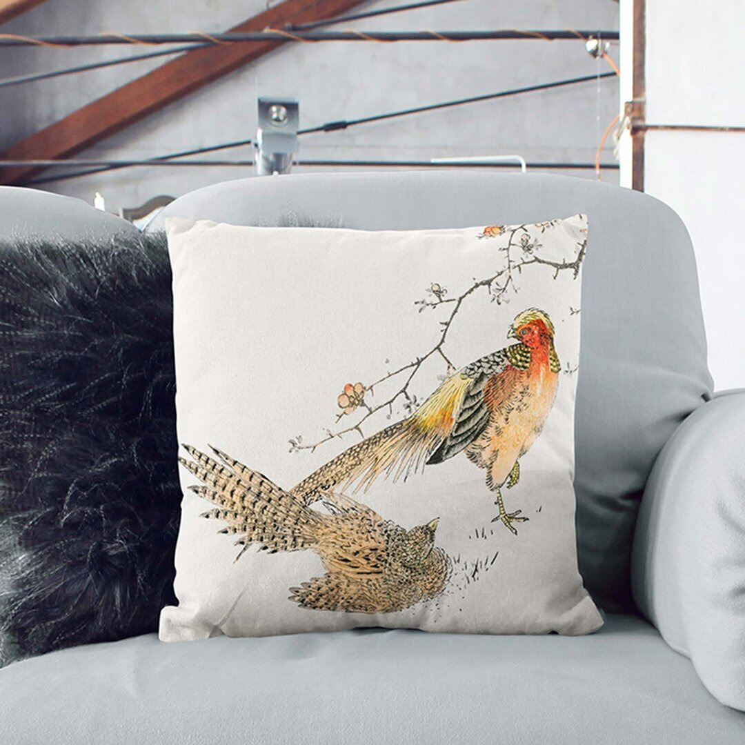 Golden Pheasant by Numata Kashu Cushion with Filling