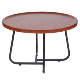 Froppi Round Coffee Table for Living Room Modern Cocktail Table with Natural Wood Finish, D60 H39 cm