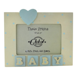 Blue Baby Polka Dot Picture Frame