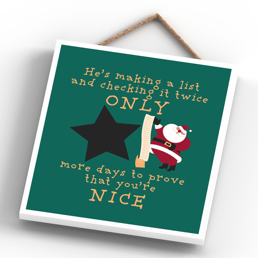 Prove Your N or Nice Christmas Chalkboard Wooden Plaque Wall Décor