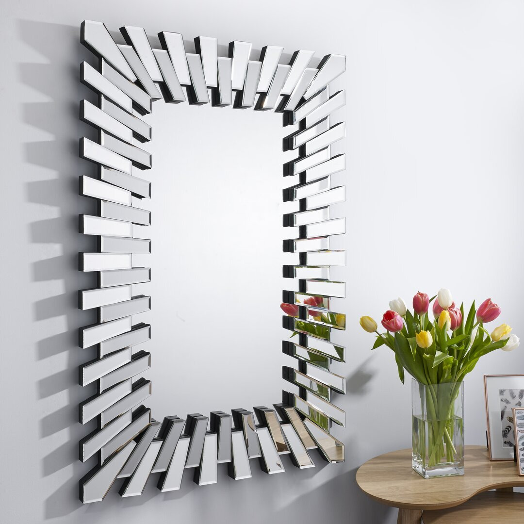 Barston Luxury Hallway Mirror - Glass Framed Wall Mounted Hollywood Mirror