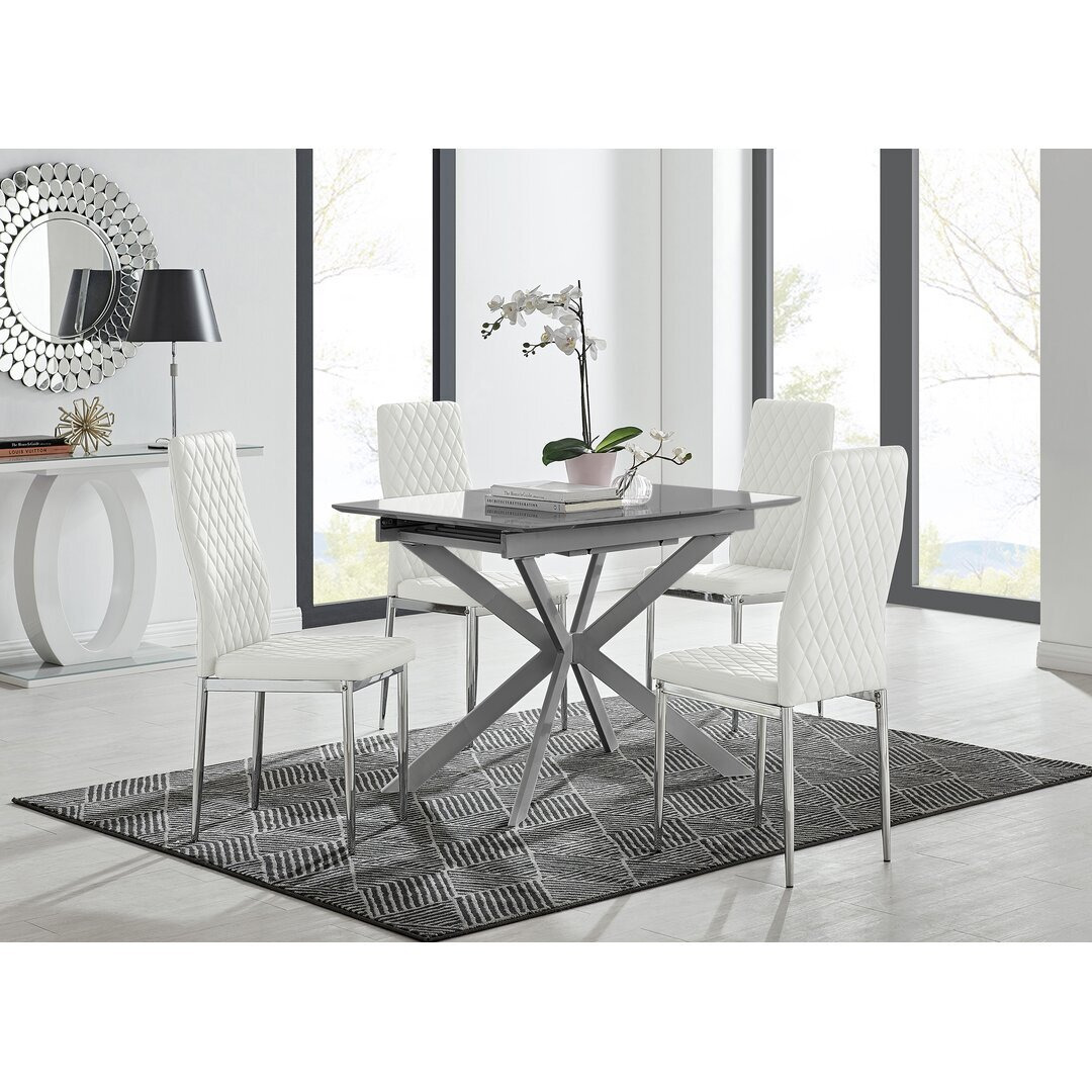 Lira 120Cm Grey Metal Extending Dining Table Mustard Milan