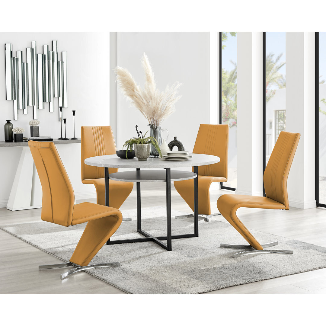 LIRA 120cm White Extending Dining Table and 6 Luxury Velvet Pesaro Dining  Chairs