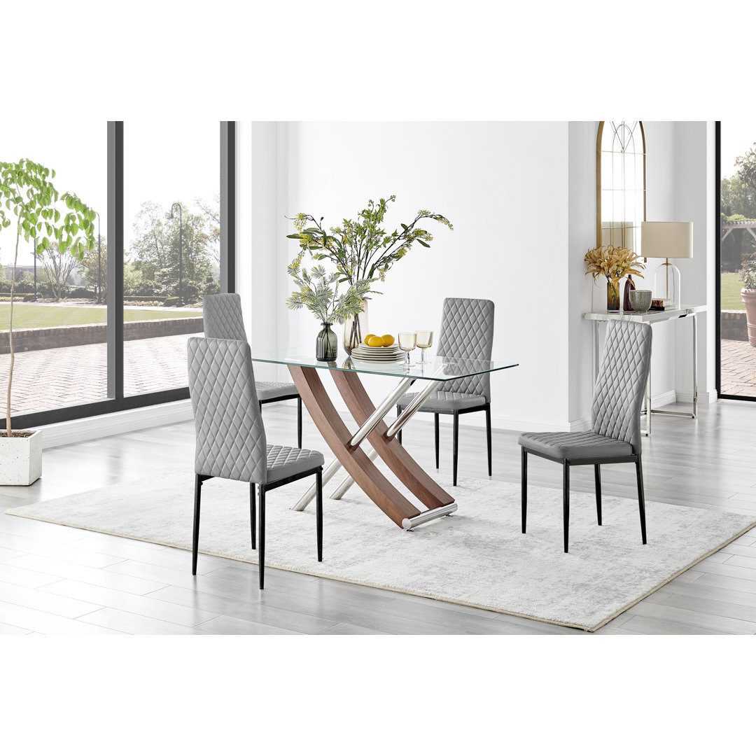 Wayfair Mayfair Vanity And Stool Eubanks Modern Glass Wood Finish